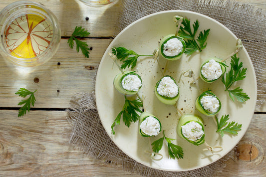 Cucumber Slices with Cottage Cheese