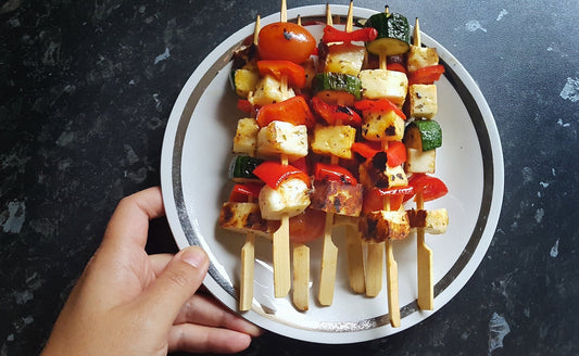 Grilled Pesto Halloumi Skewers