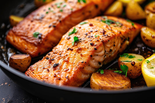 Honey Mustard Glazed Salmon with Roasted Potatoes