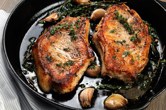 Lemon Herb Pork Chops with Mashed Sweet Potatoes